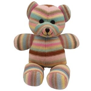 Christine Foley Knit Sweater Teddy‎ Bear Stuffed Animal Plush Toy Pastel Stripes